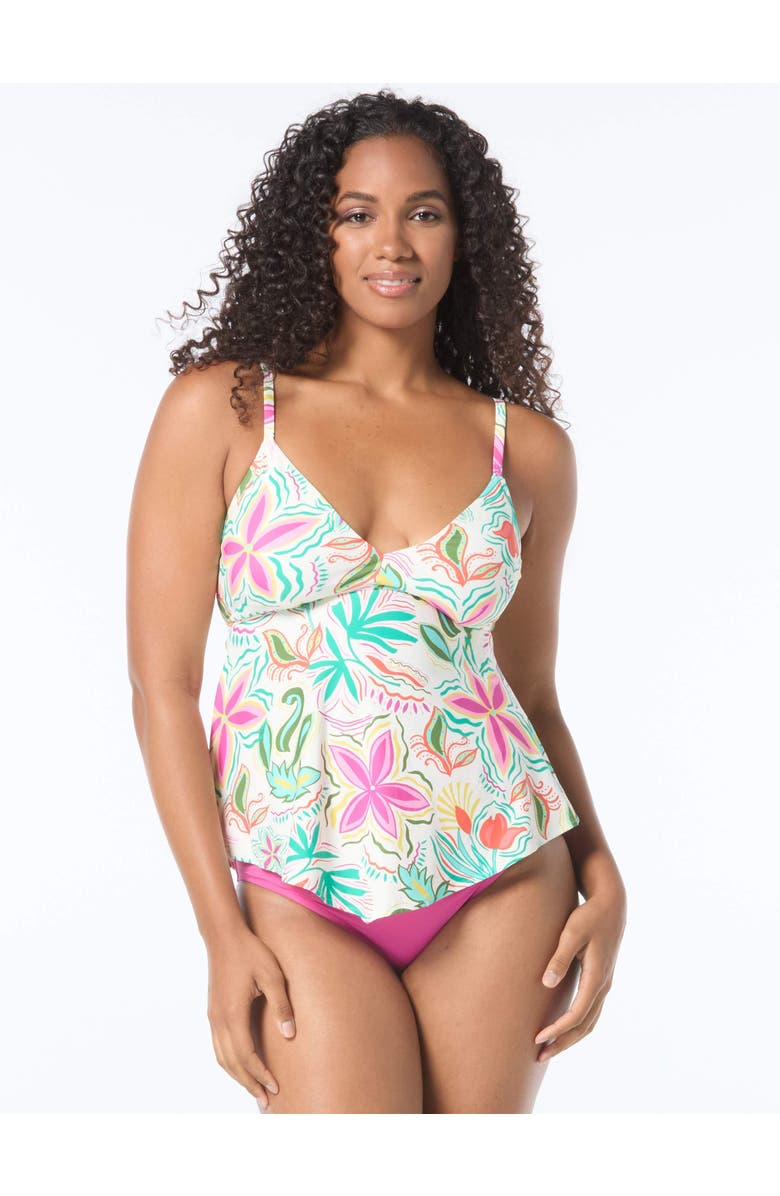 COCO REEF Bra Sized Shirred Underwire Tankini Top, Main, color, Ivory