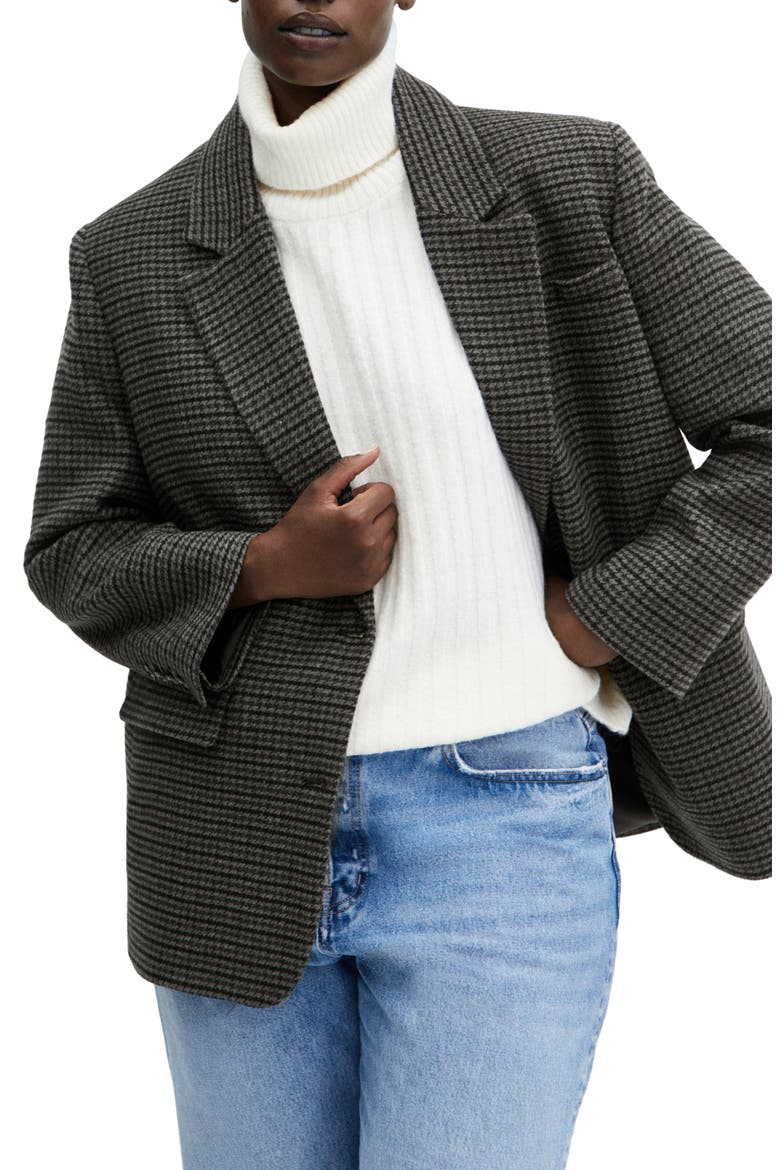 Houndstooth Structured Blazer, Main, color, GREY