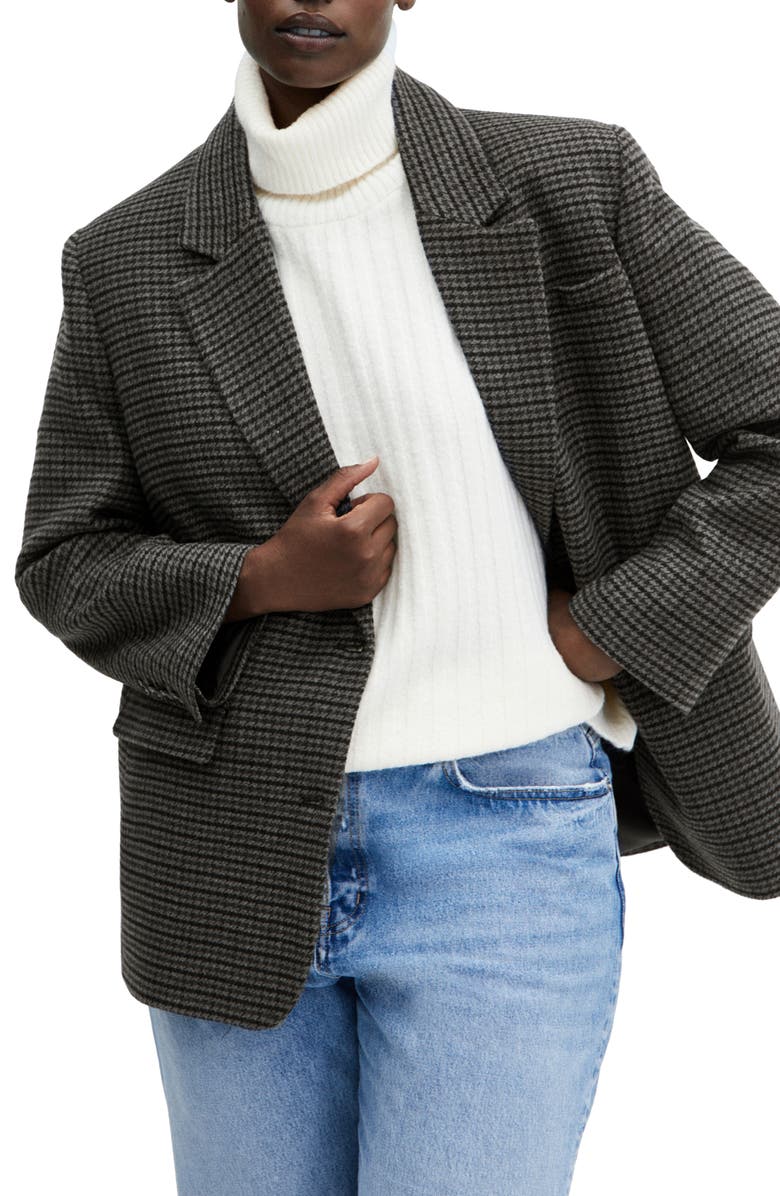 MANGO Houndstooth Structured Blazer, Main, color, 