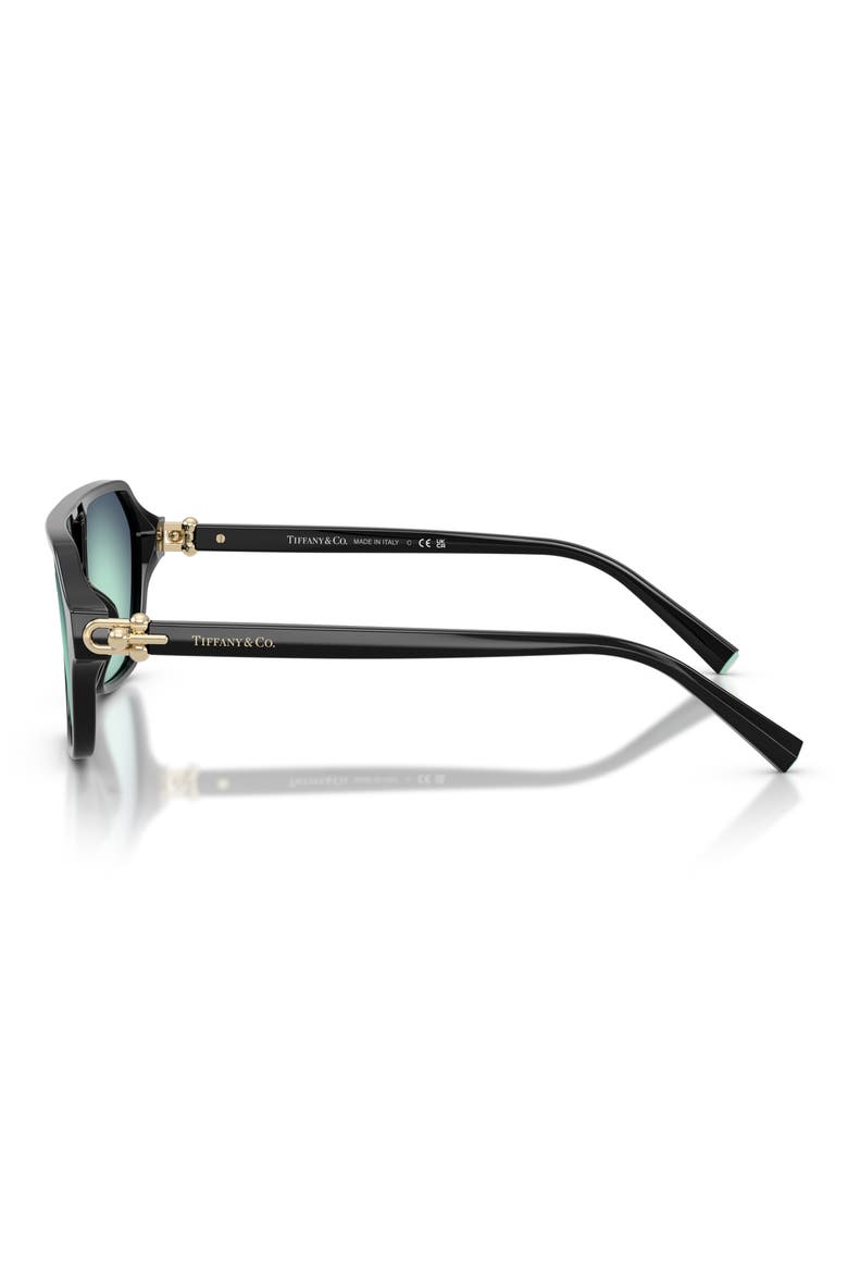 58mm Square Sunglasses, Alternate, color, BLACK / AZURE RADIAL BLUE