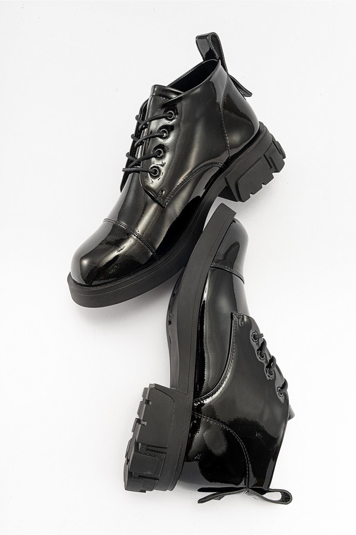 Prologue Shoes Lagom Patent Boot, Alternate, color, Black Patent Faux Leather