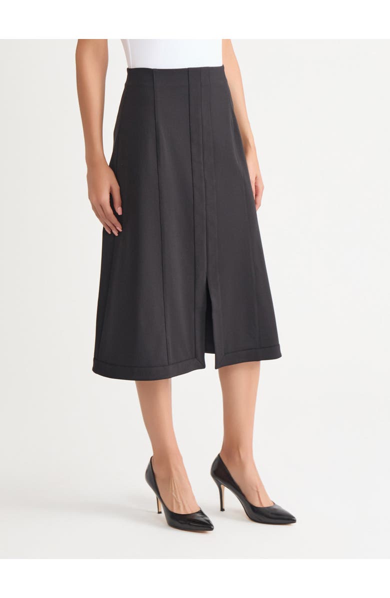 Misook A-Line LuxeStretch Ponte Midi Skirt, Alternate, color, Black