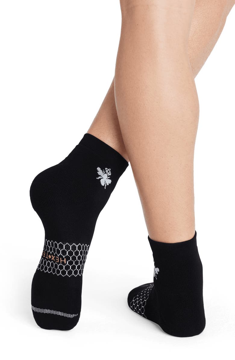 Bombas Core Solid All Sport Quarter Crew Socks, Alternate, color, Black/ Neon Peach