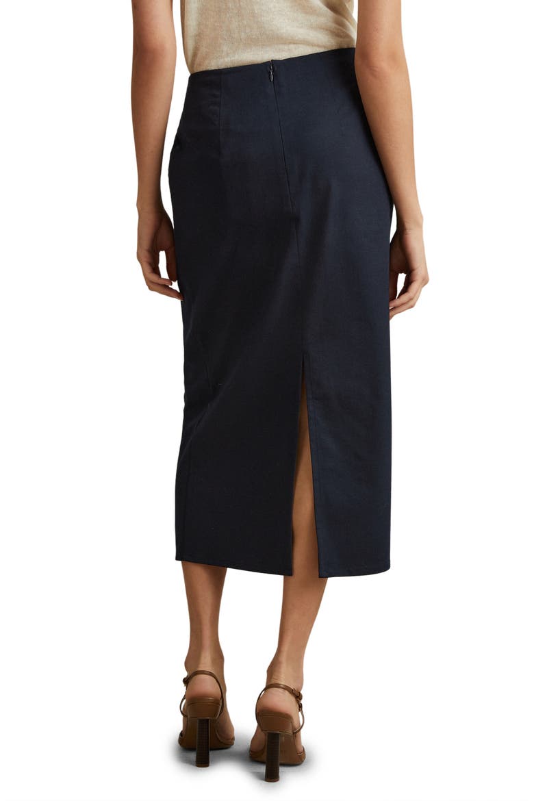 Nadia Faux Wrap Pencil Skirt, Alternate, color, NAVY