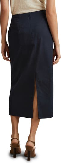 【海外限定】REISS☆スカートNavy Hallie Textured Pencil Midi REISS Hartley Textured Pencil Skirt in Navy | endource