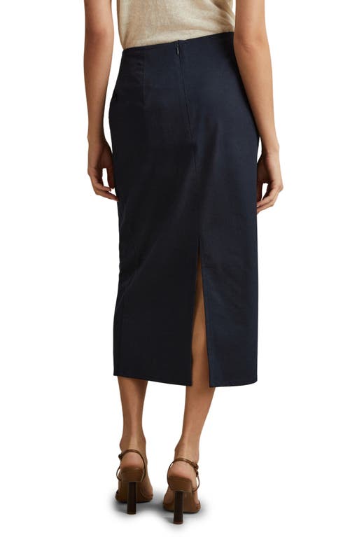 Reiss Navy High Rise Wrap Midi Skirt In Navy