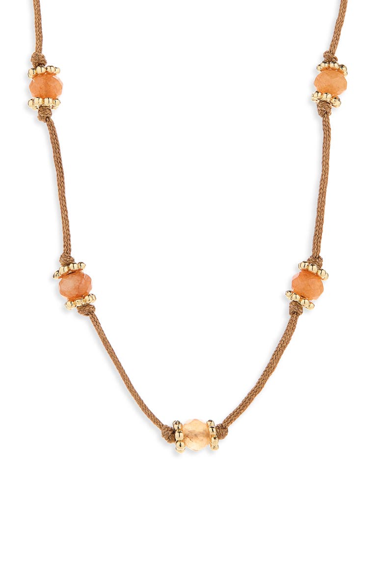 Long Beaded Silk Necklace, Main, color, ACORN