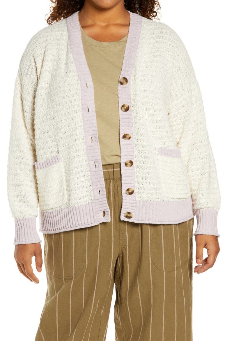 Seabrook Cardigan Sweater, Main, color, ANTIQUE CREAM/ PALE LILAC
