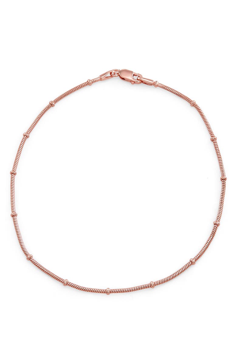 FZN 14K Gold Plate Sterling Silver Bead Station Anklet, Main, color, 