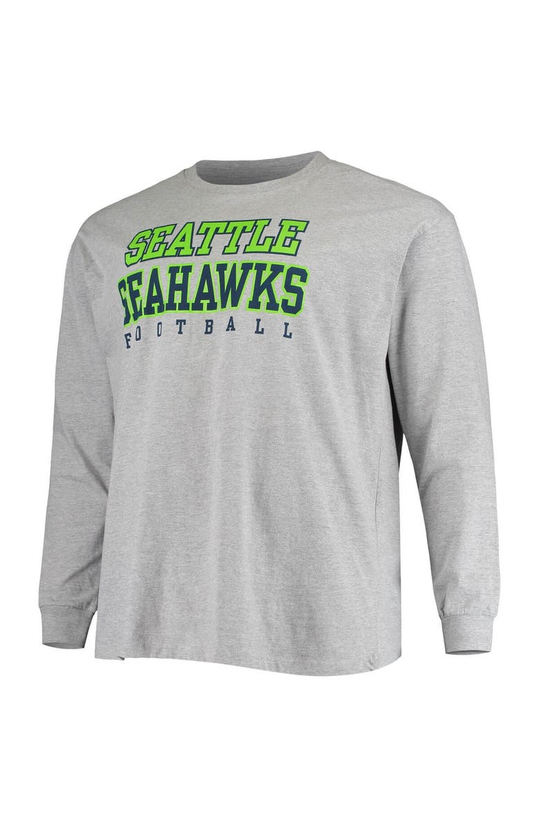 FANATICS Men's Fanatics Branded Heathered Gray Seattle Seahawks Big & Tall Practice Long Sleeve T-Shirt, Alternate, color, 