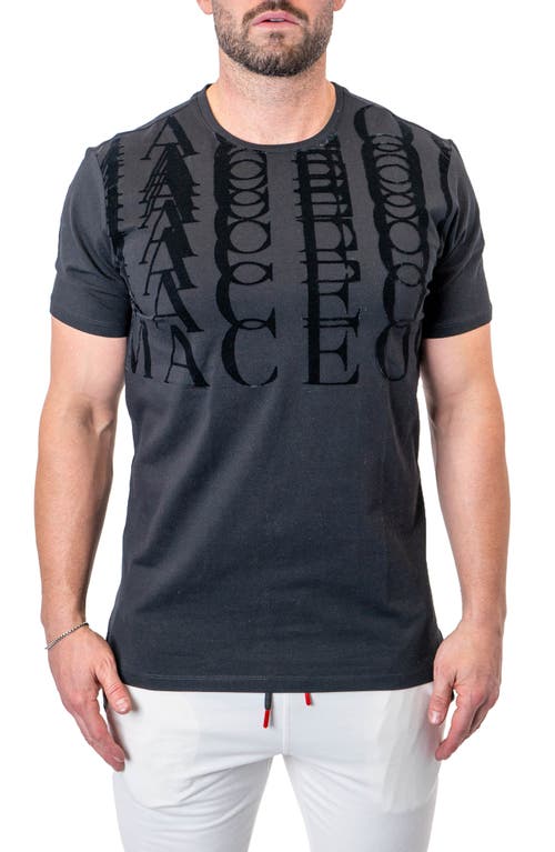 Maceoo Repetition Black Logo Appliqué Stretch Cotton T-shirt In Gray