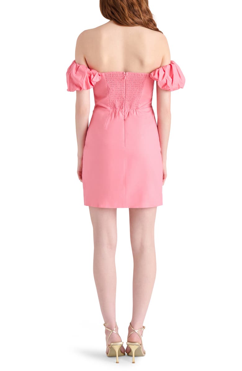 Steve Madden Bordeaux Off the Shoulder Stretch Cotton Minidress, Alternate, color, Persimmon Pink