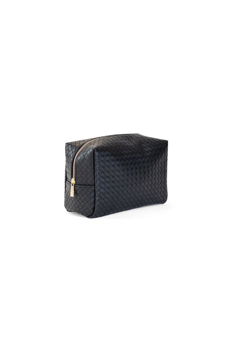 Woven Jet Cosmetic Bag, Alternate, color, Black