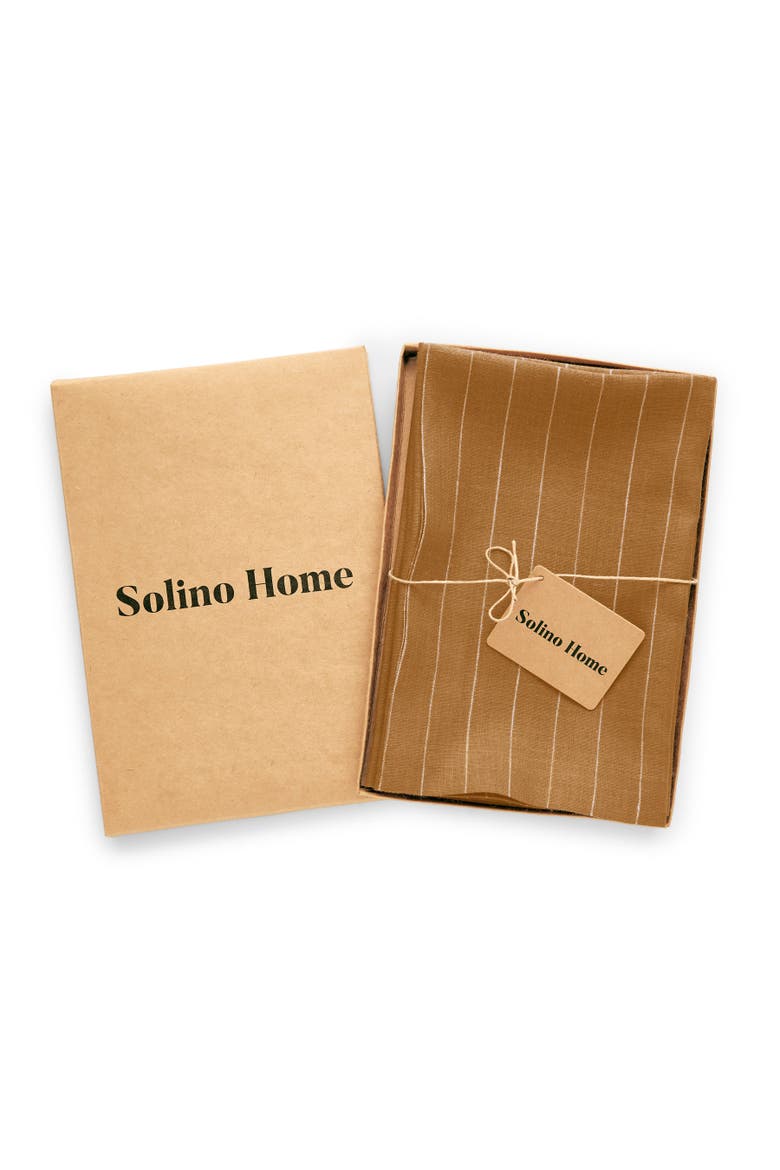 Linen Dinner Napkins Set of 4, 20 x 20" - Pinstripe, Alternate, color, Camel and White