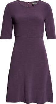 Emporio Armani Aubergin Ottoman Fit & Flare Dress