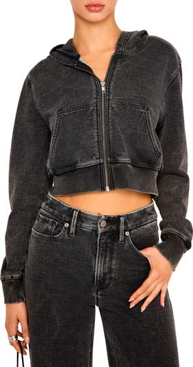 Good American Jeanius Shrunken French Terry Zip Hoodie