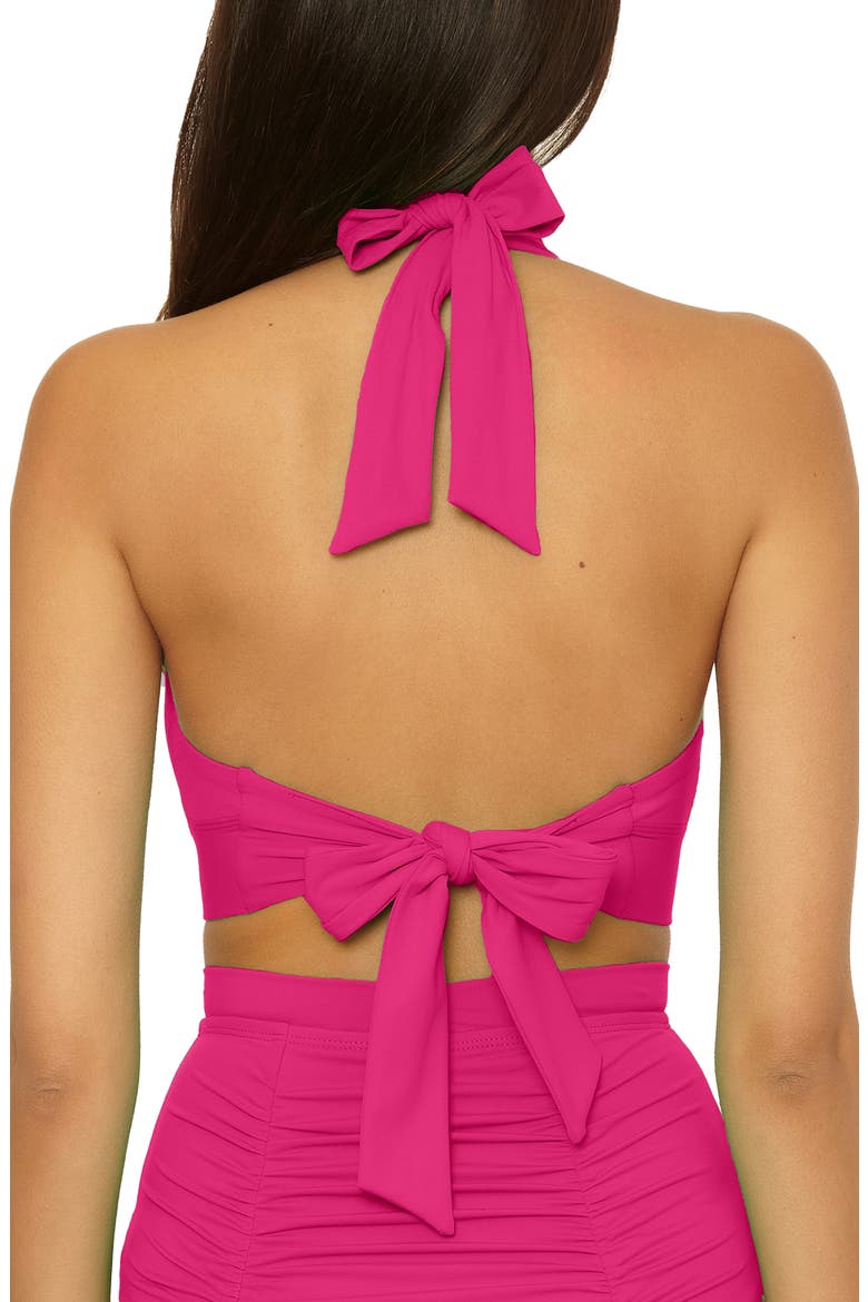 Sun Goddess Halter Bikini Top, Alternate, color, HOT PINK