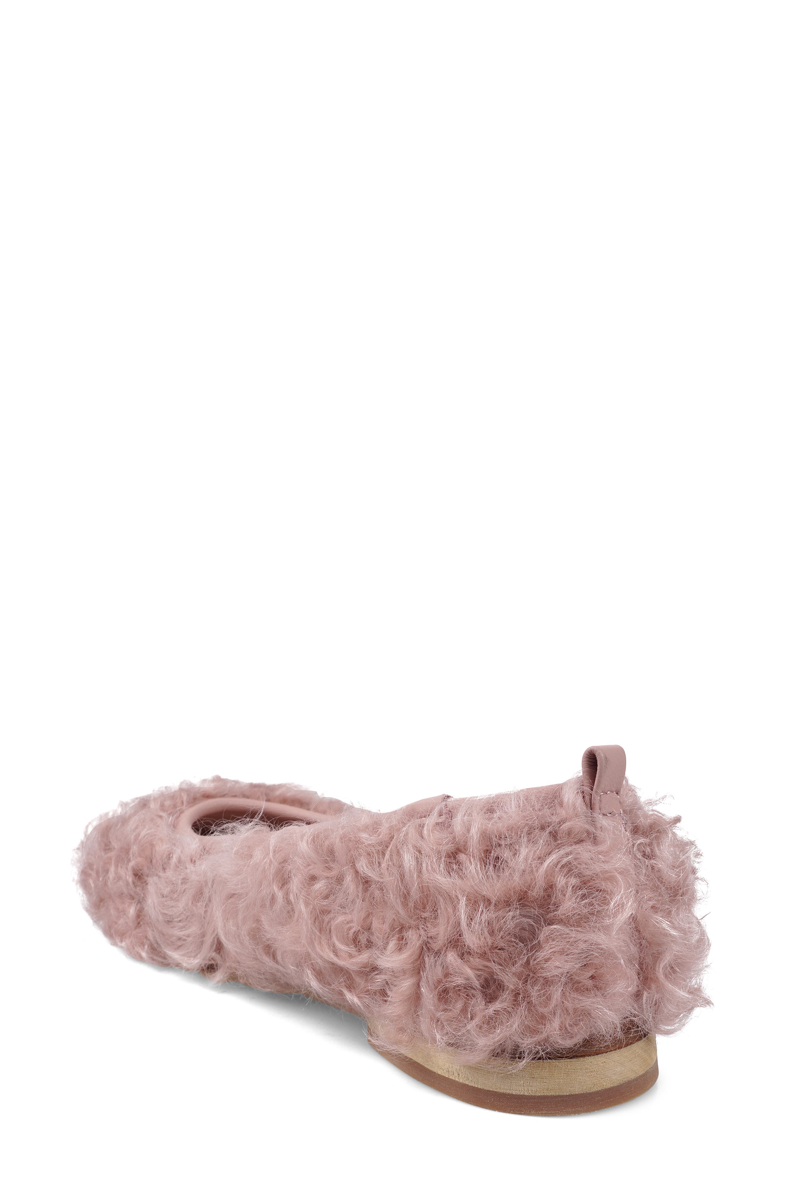 Quincy Faux Fur Flat, Alternate, color, PINK LEATHER