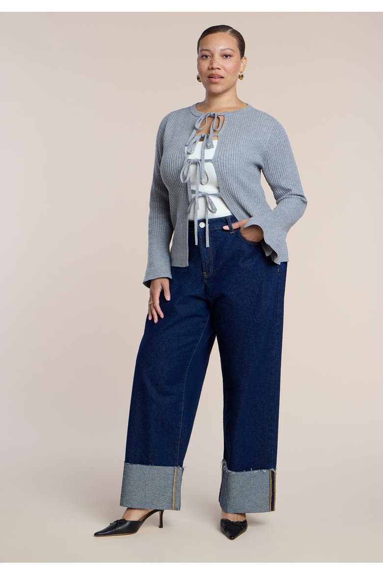 Tie Front Cardigan, Alternate, color, HEATHER GREY