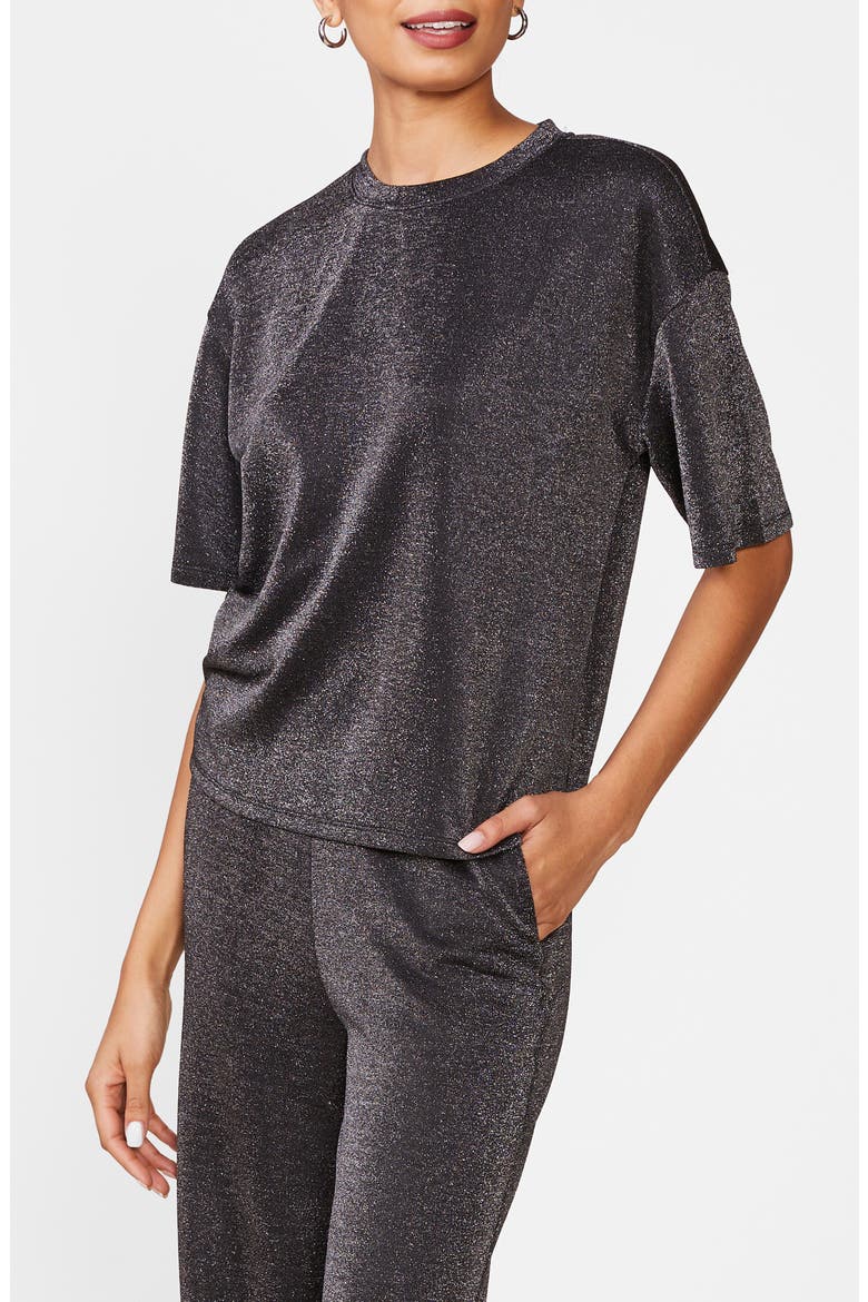 Oversized Glitter Knit T-Shirt, Alternate, color, CHA GLITTE