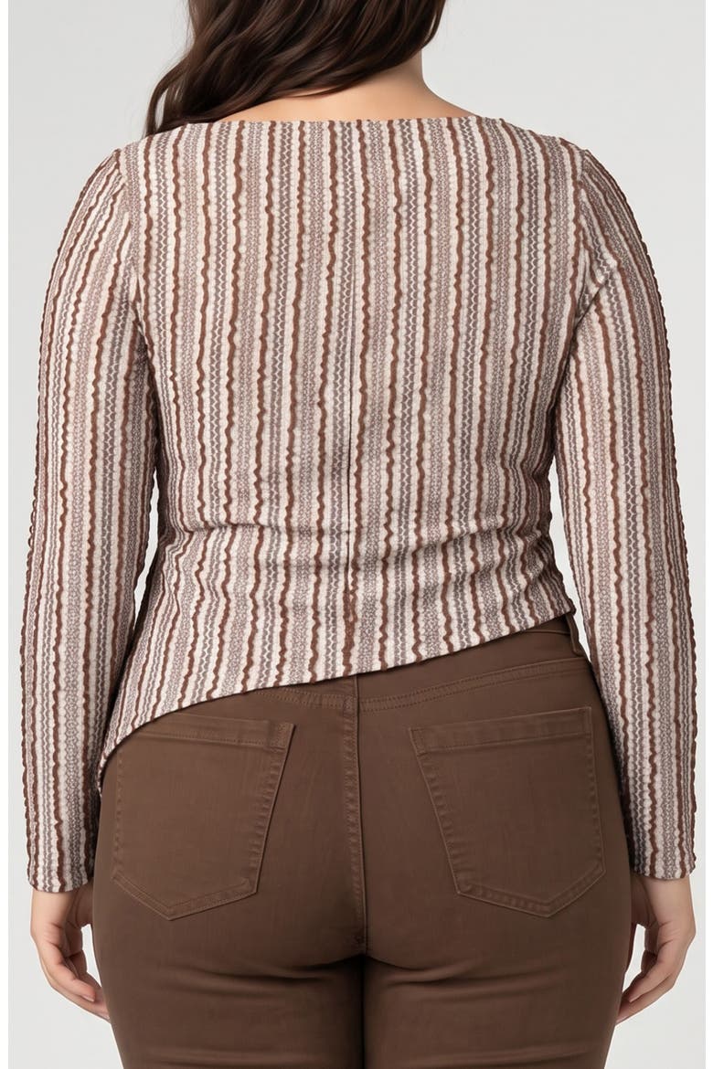 Striped Asymmetrical Hem Boat Neck Top, Alternate, color, BROWN/ IVORY STRPE