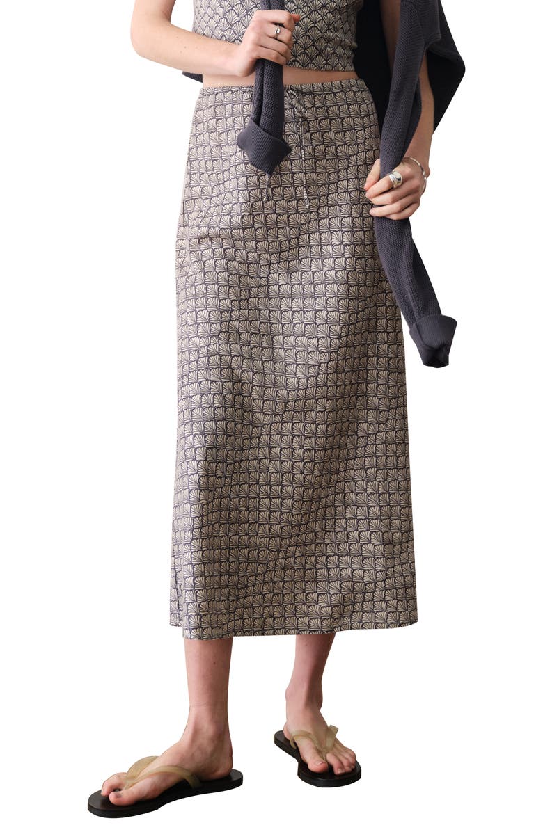 Marine Layer Avery Hemp Blend Midi Skirt, Main, color, Navy Seashell