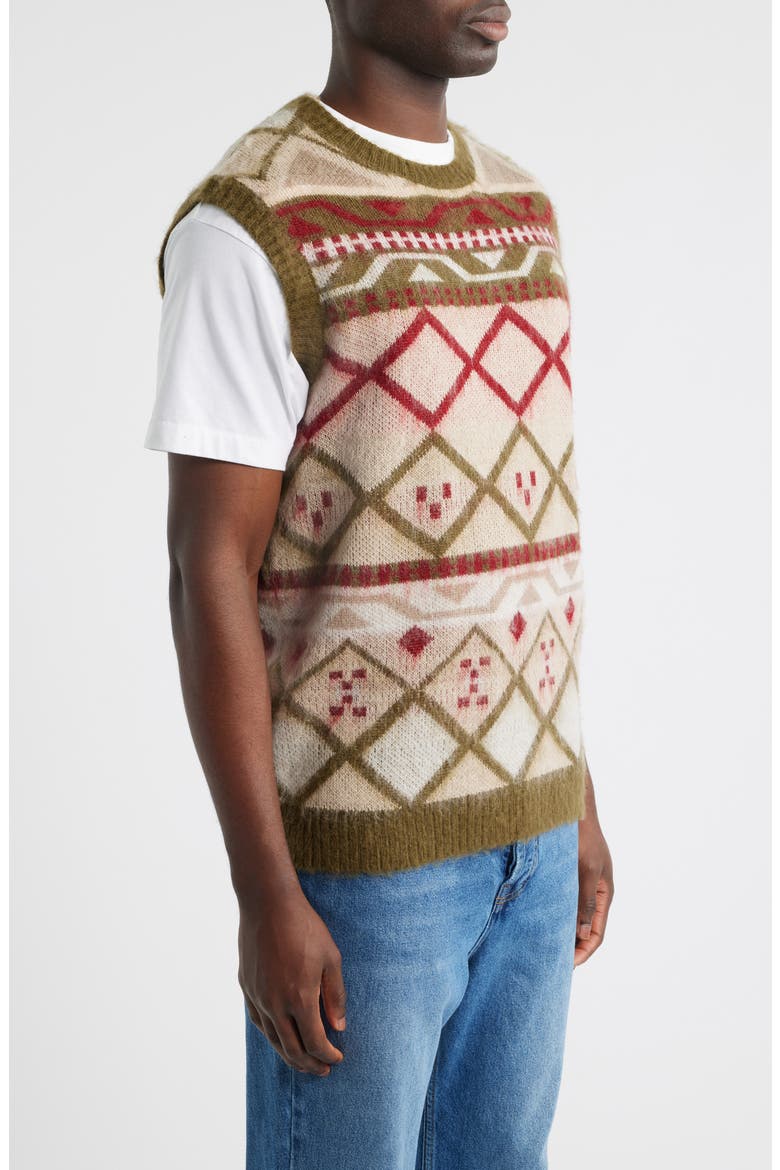 Fair Isle Oversize Vest, Alternate, color, KHAKI
