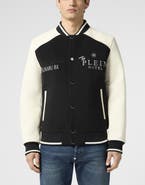 PHILIPP PLEIN Wool &Amp; Leather Varsity Bomber Jacket Dragons Men