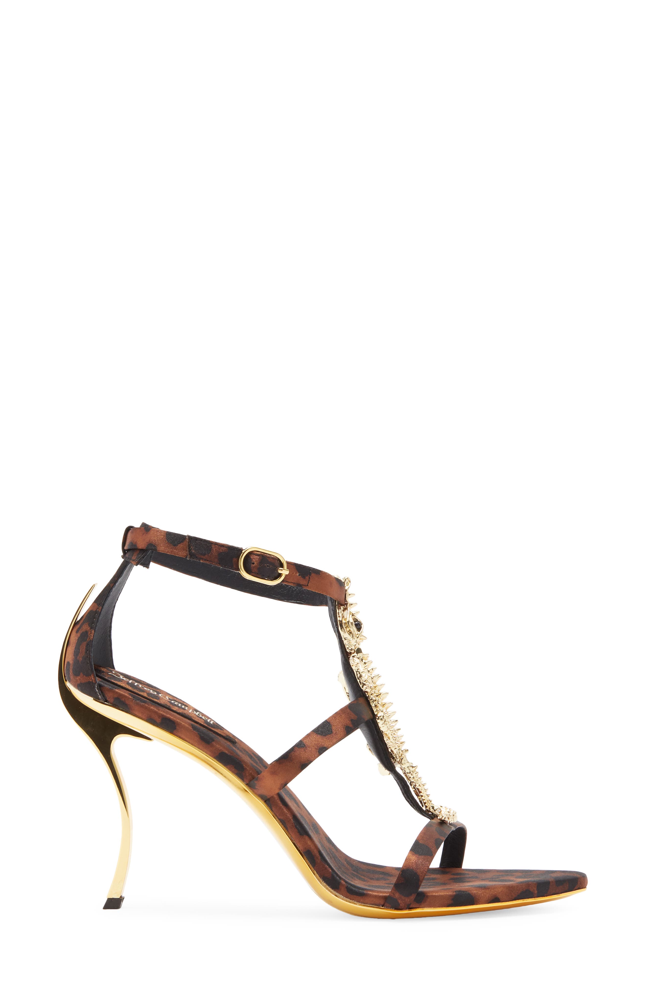 Jeffrey Campbell Everglades Ankle Strap Sandal, Alternate, color, Cheetah Satin Gold