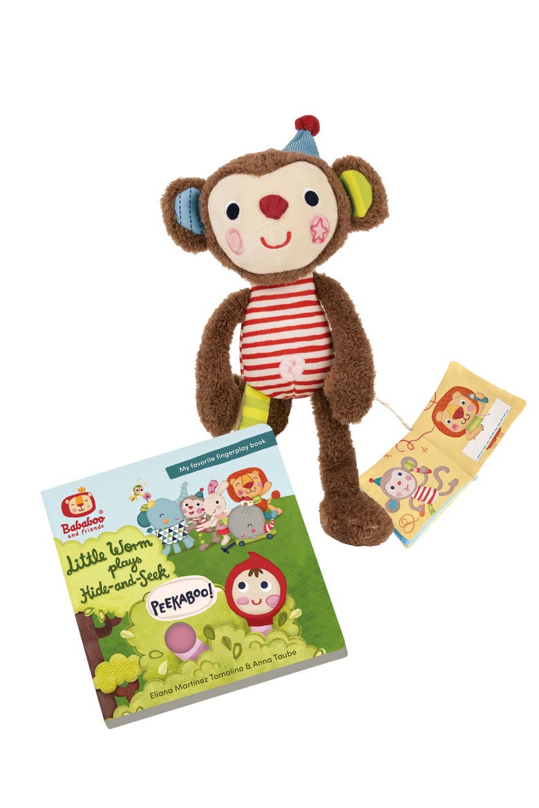 Yuki Monkey Hide-and-Seek Book & Plush Set, Main, color, Multi / Red
