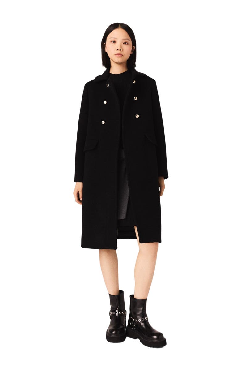 maje Long wool blend coat, Main, color, Black