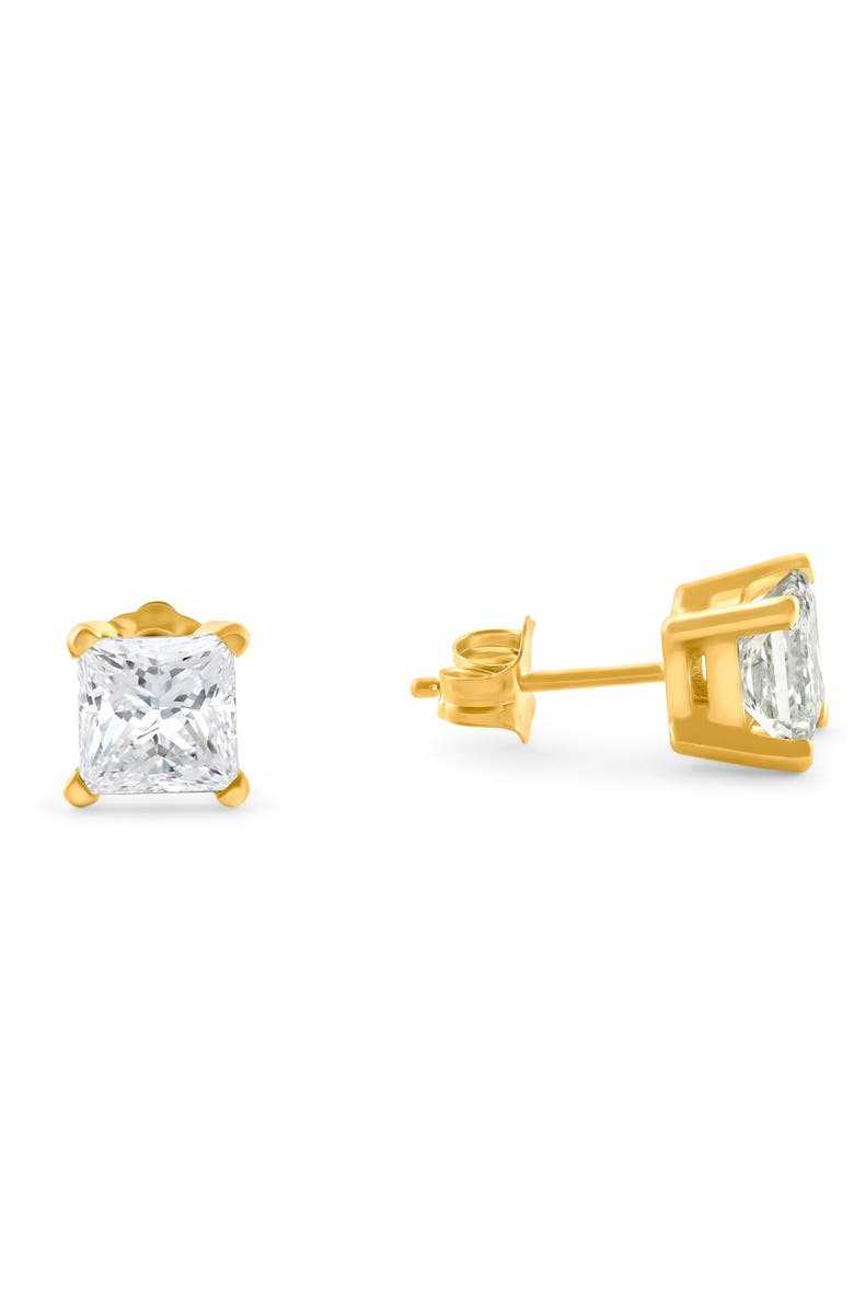 Bliss Diamond 1 1/4Ct Princess Cut Diamond Studs in 14k or Gold Lab Grown, Alternate, color, 14K Yellow Gold