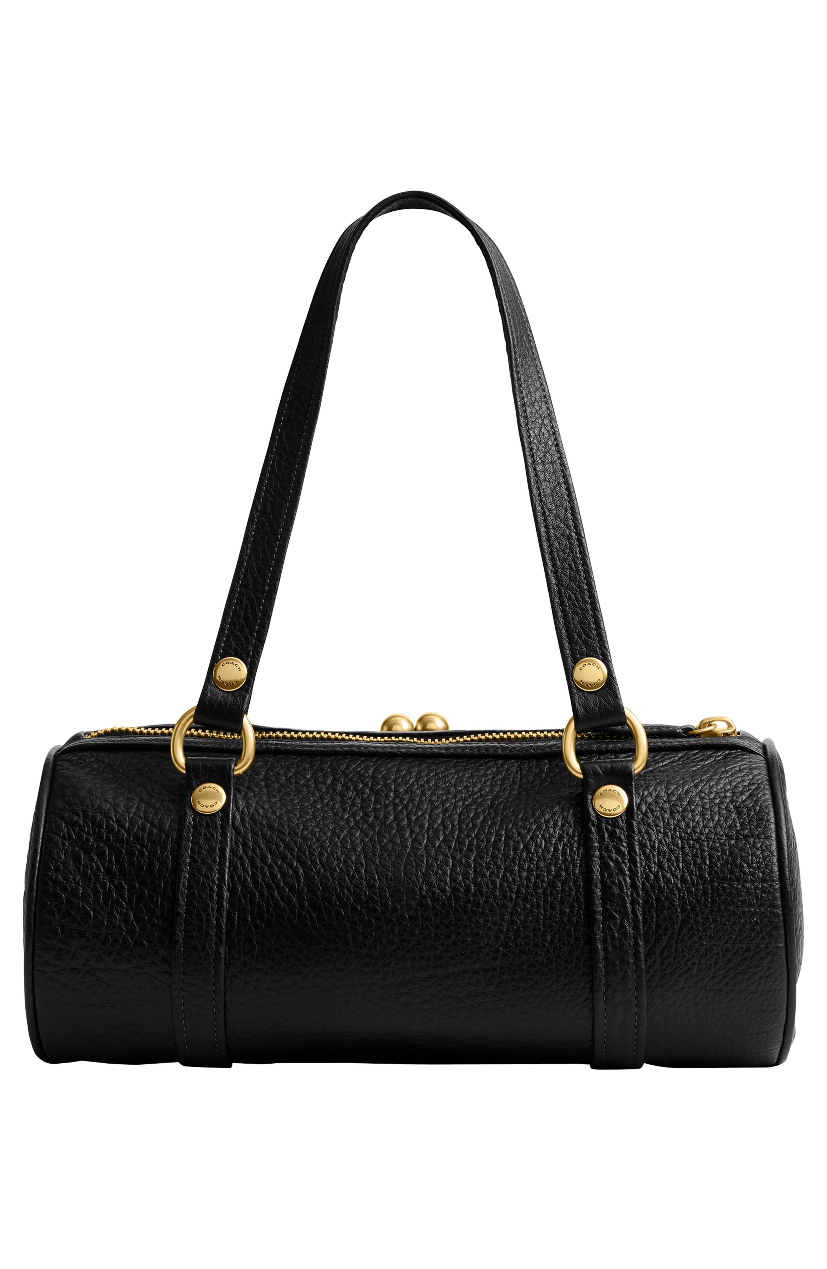 COACH Kisslock Leather Barrel Bag, Alternate, color, 