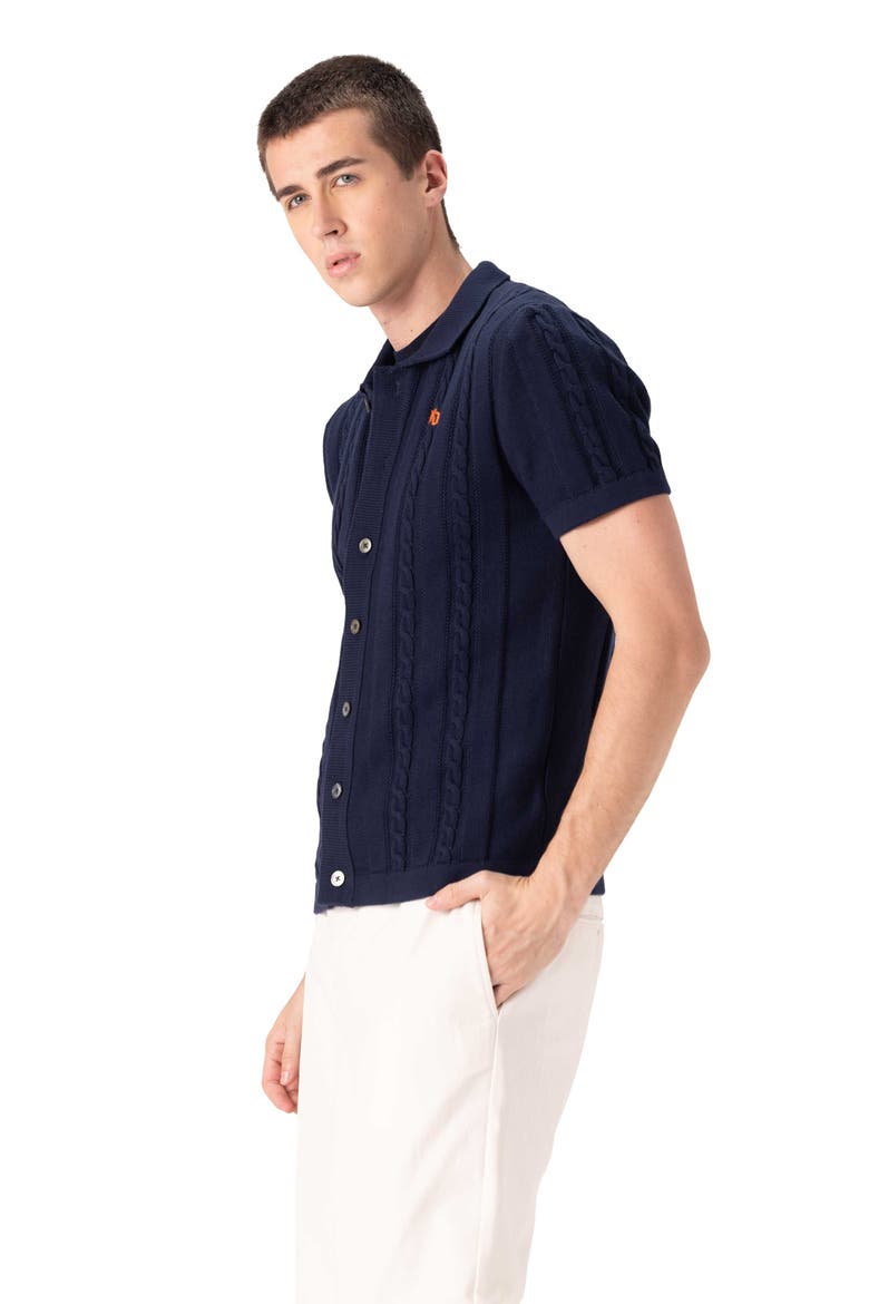 Men's JC Polo Cable-Knit Sweater, Alternate, color, Navy
