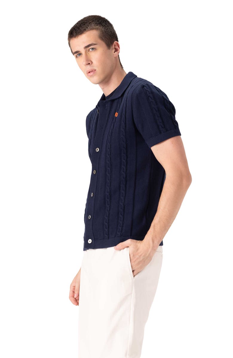 Members Only Men's JC Polo Cable-Knit Sweater, Alternate, color, Navy