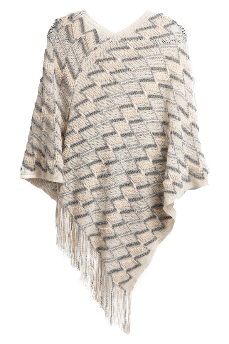 Chevron Tassel Poncho, Alternate, color, IVORY