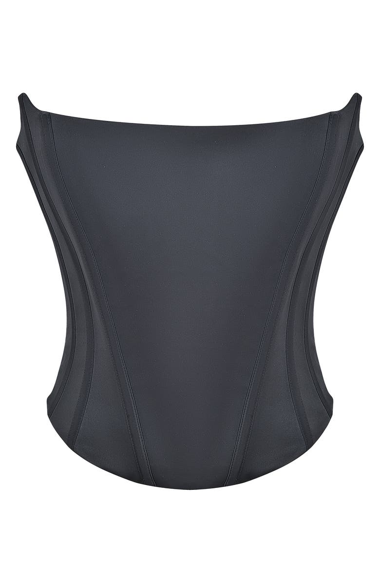 HOUSE OF CB Genevieve Strapless Satin Corset Top, Alternate, color, Black