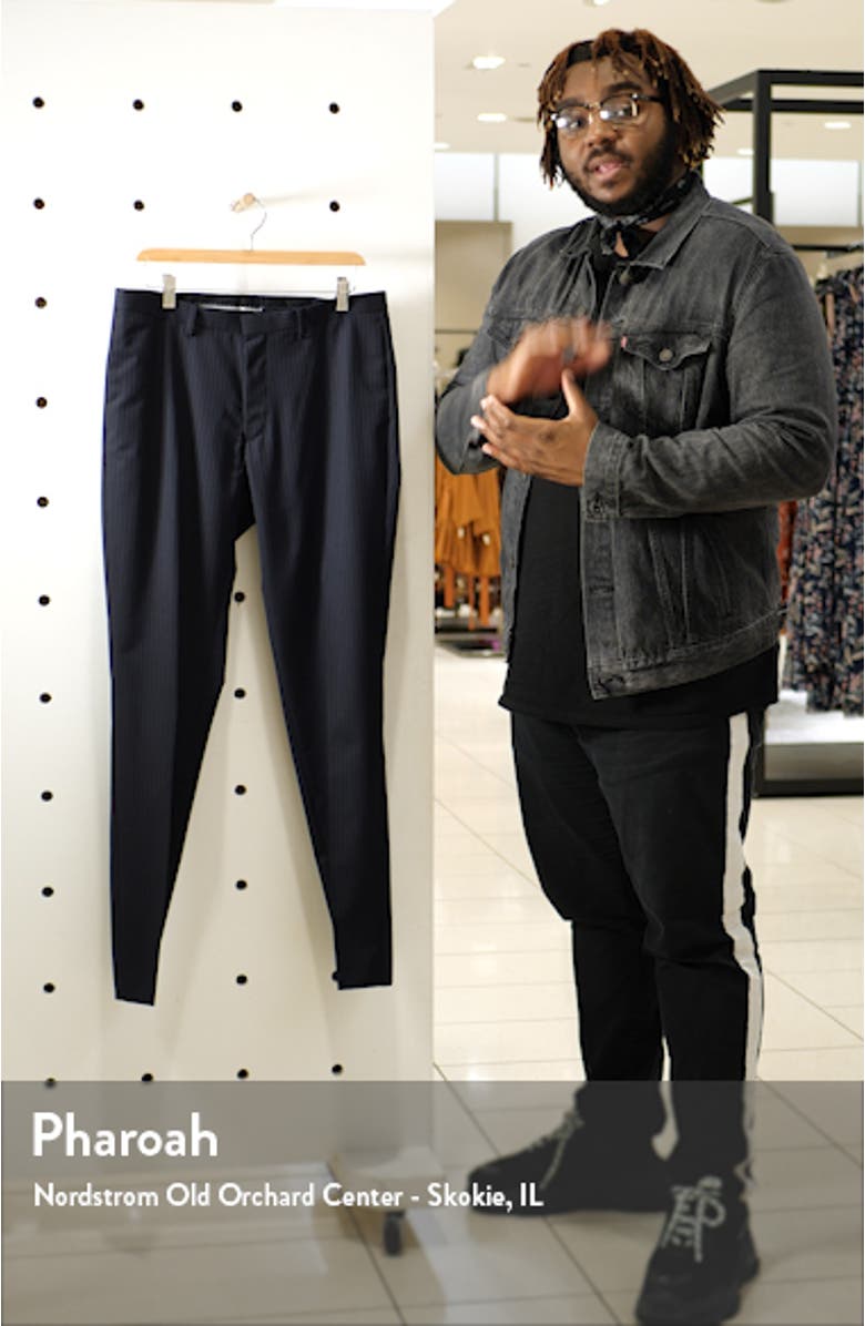 Flat Front Stripe Wool Dress Pants, sales video thumbnail