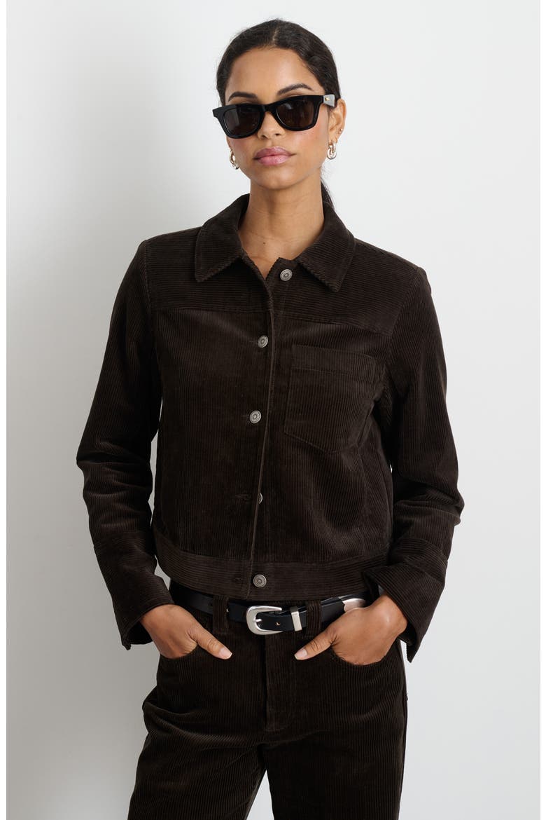 Betty Cotton Corduroy Crop Jacket, Alternate, color, CHOCOLATE