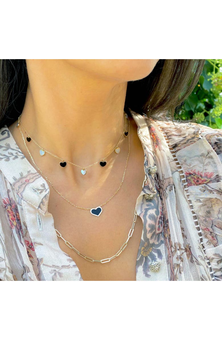 The Lovery Fine Jewelry Onyx Single Heart Necklace, Alternate, color, Onyx