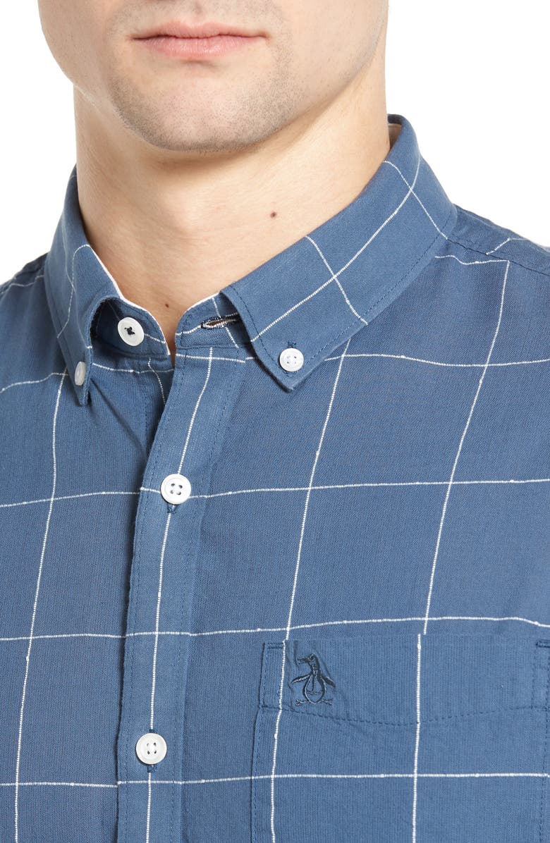 Original Penguin Lawn Trim Fit Windowpane Plaid Shirt, Alternate, color,