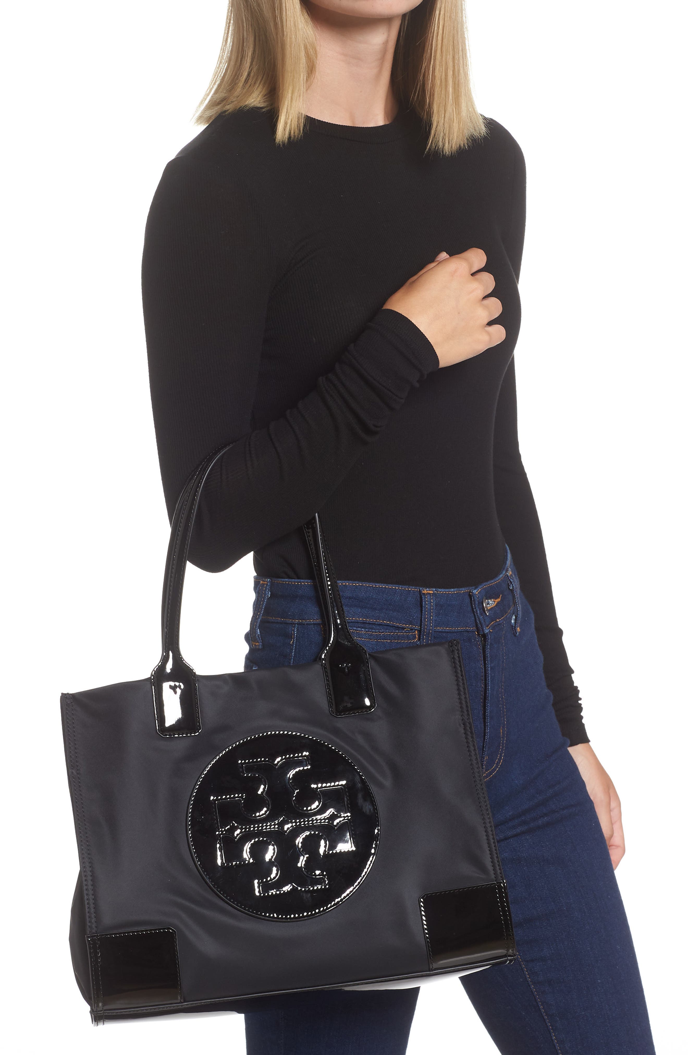 Tory Burch Small Ella Patent Tote Bag, Alternate, color, 