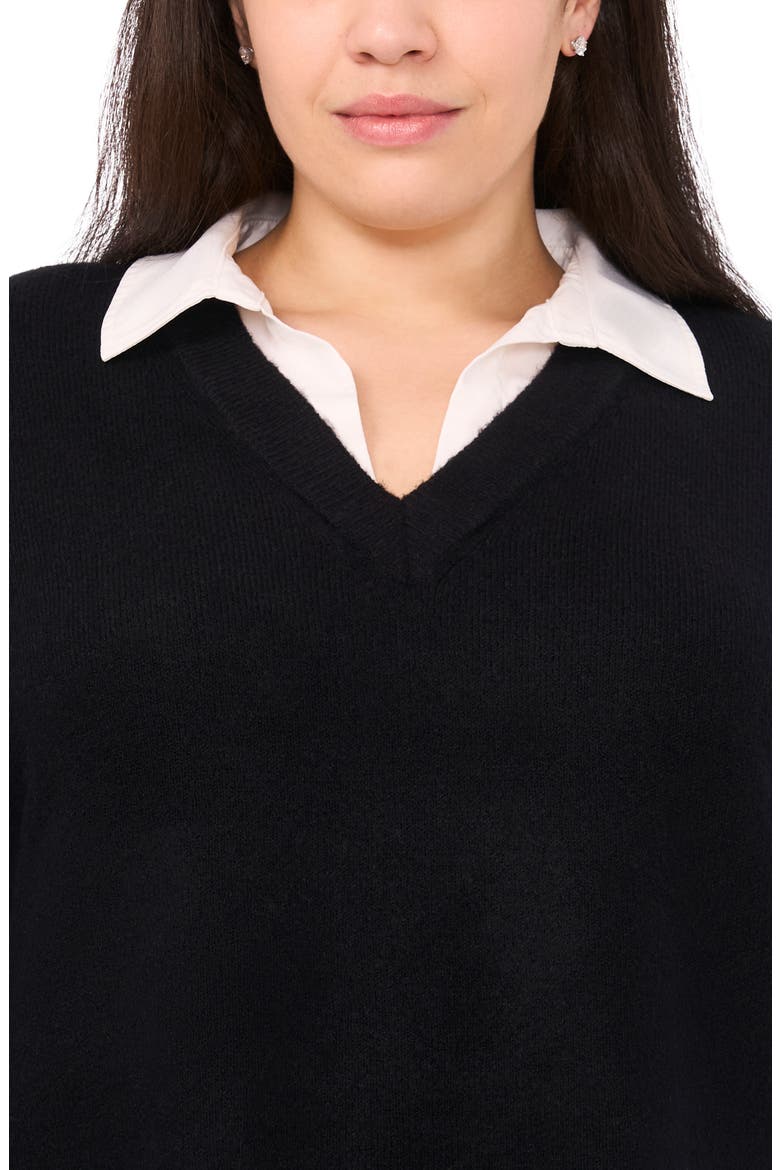 Layered Look Sweater, Alternate, color, RICH BLACK
