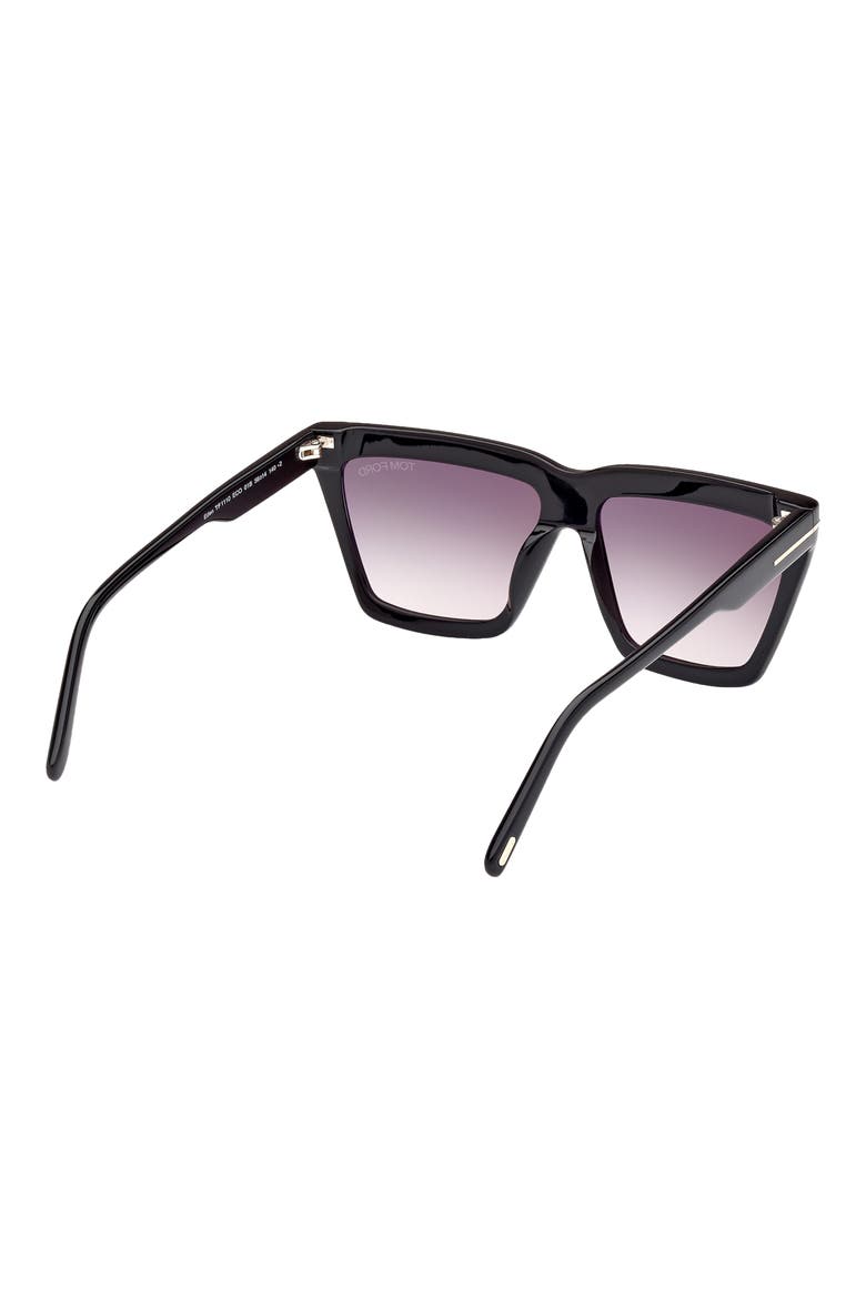 Eden 56mm Gradient Geometric Sunglasses, Alternate, color, SHINY BLACK / GRADIENT SMOKE