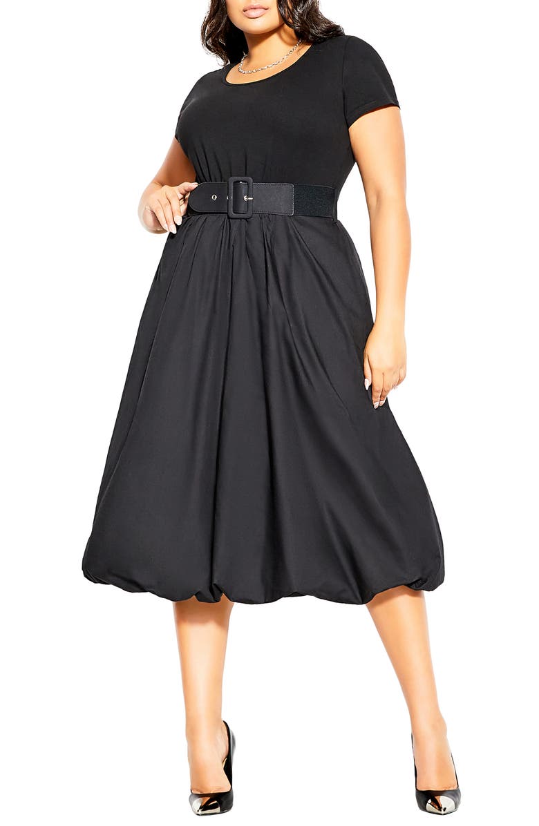 City Chic Paris Days Belted Midi Dress, Main, color,