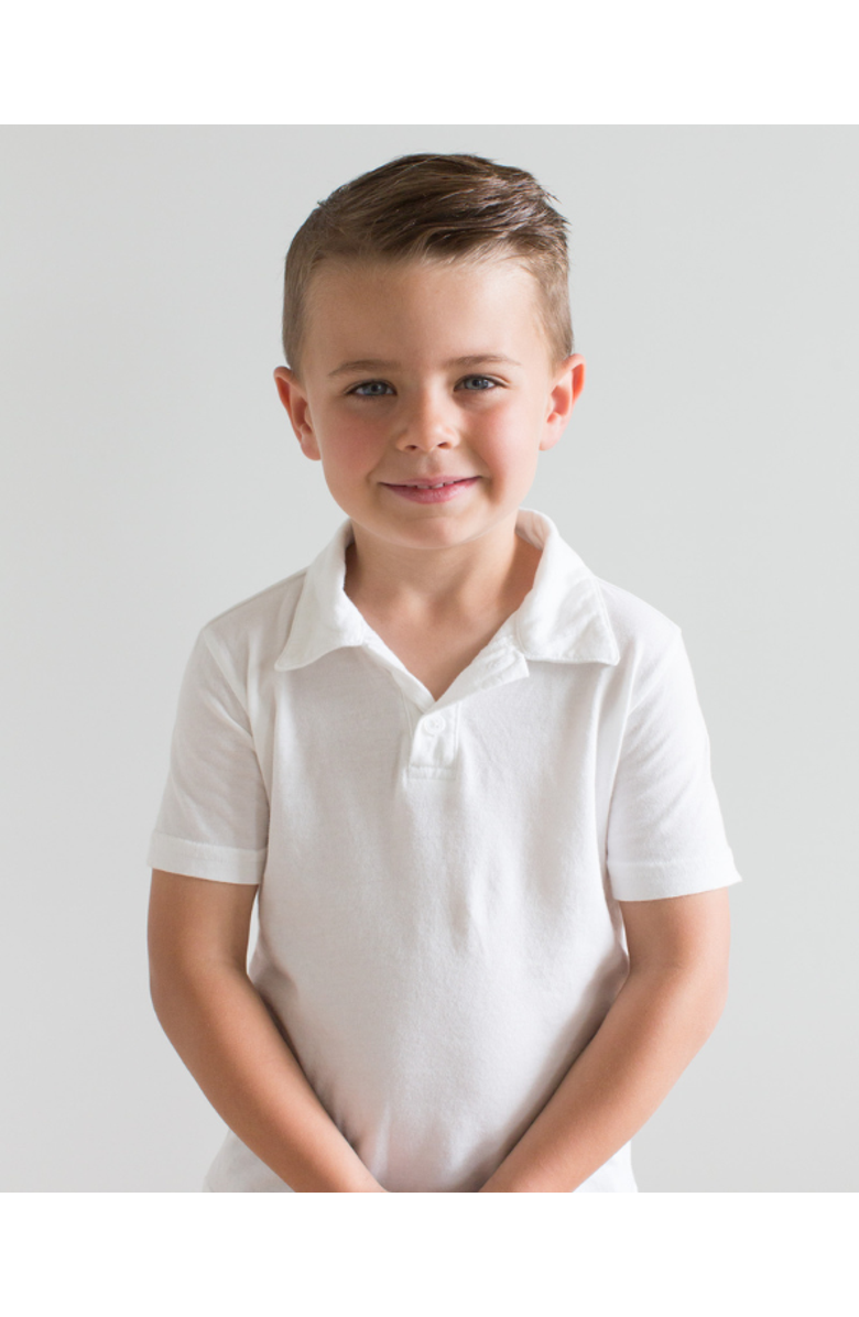 CITY THREADS Boys Soft Cotton Jersey 2-Button Short Sleeve Polo Shirt, Alternate, color, Black