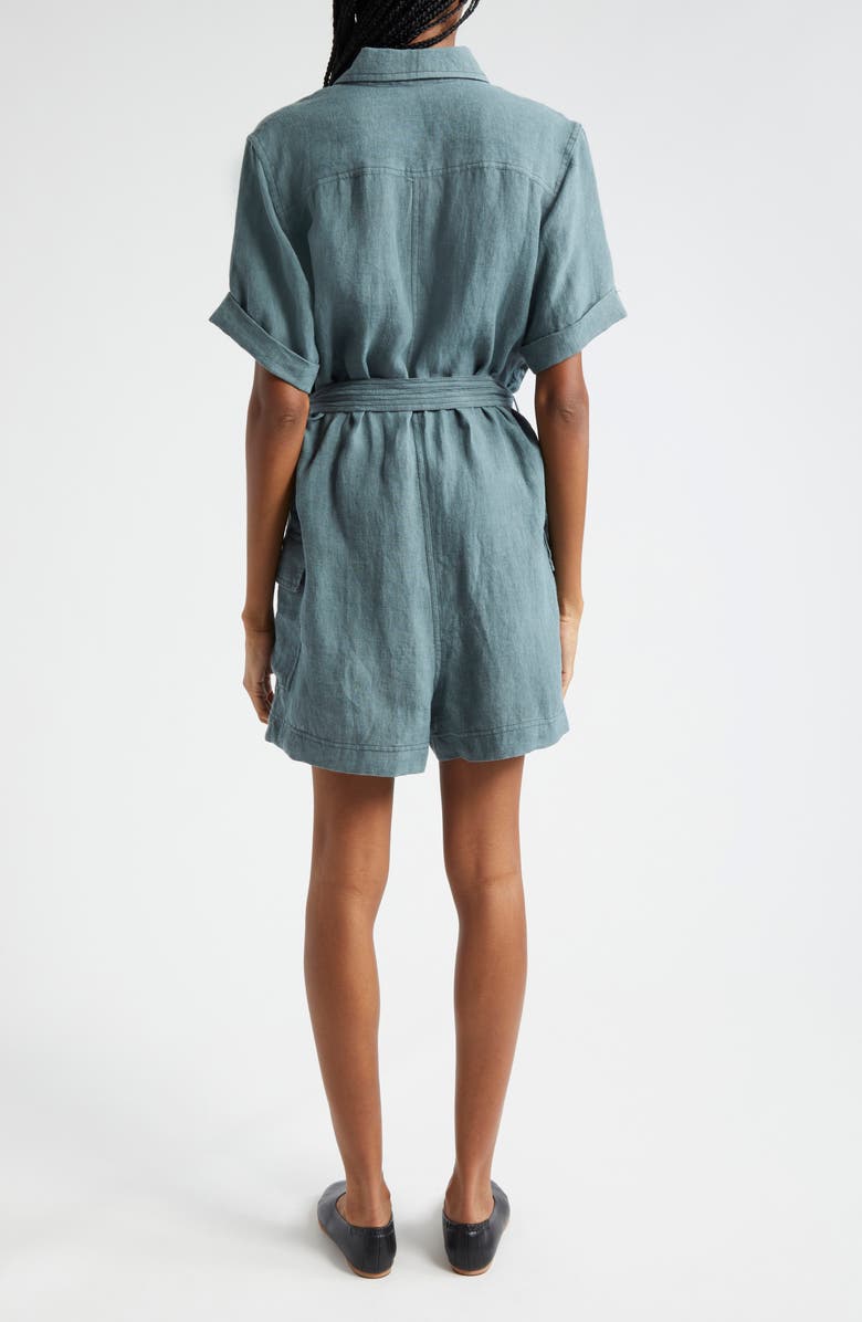 ATM Anthony Thomas Melillo Washed Linen Romper, Alternate, color, Black