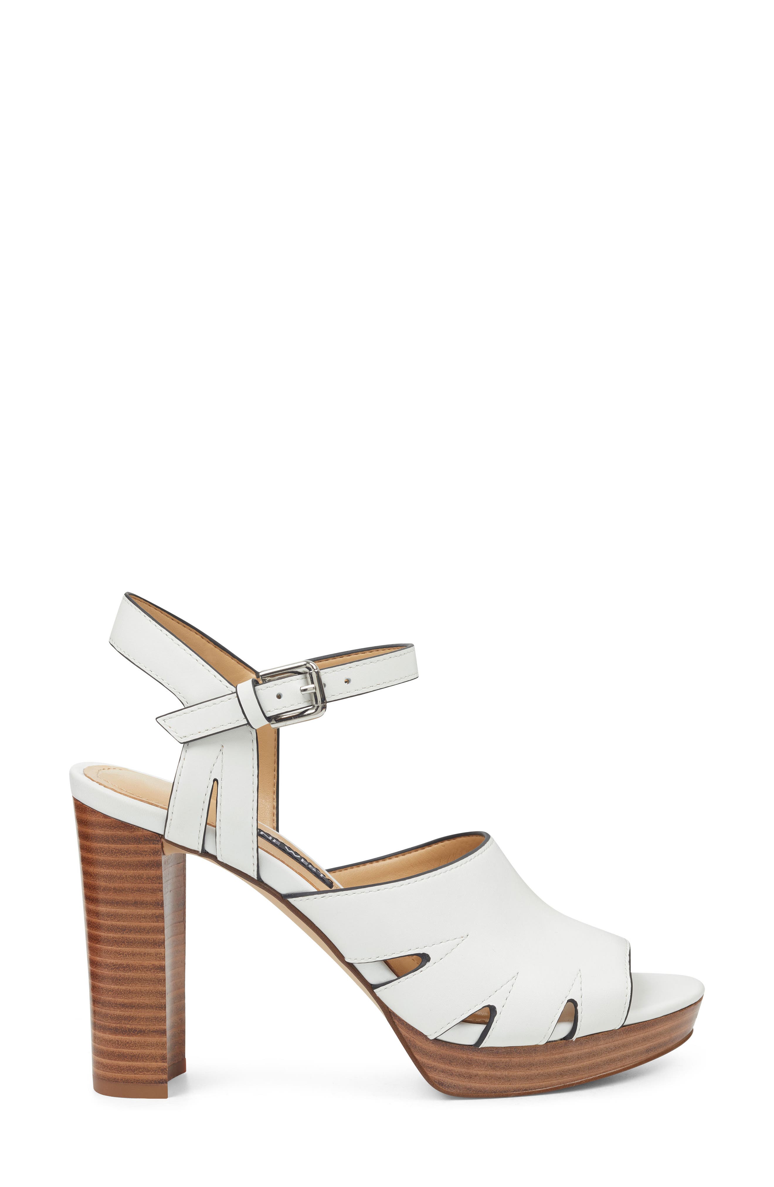 Delilah Cutout Sandal, Alternate, color, WHITE LEATHER