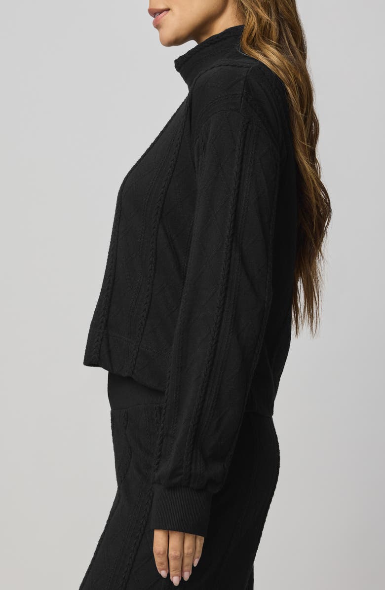 Splendid Cable Lounge Turtleneck Top, Alternate, color, Black