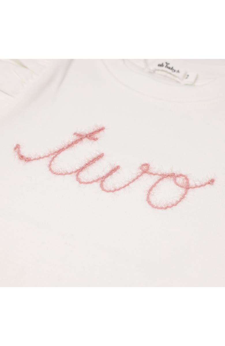 oh baby! "two" Pink Eyelash Millie Long Sleeve Tee, Alternate, color, Cream